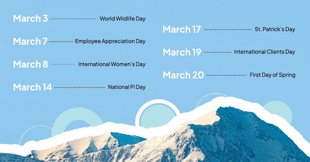Make the most of March's key holidays and national celebrations on social media next month. Employee Appreciation Day, International Women's Day and more are just around the corner! ☀️
