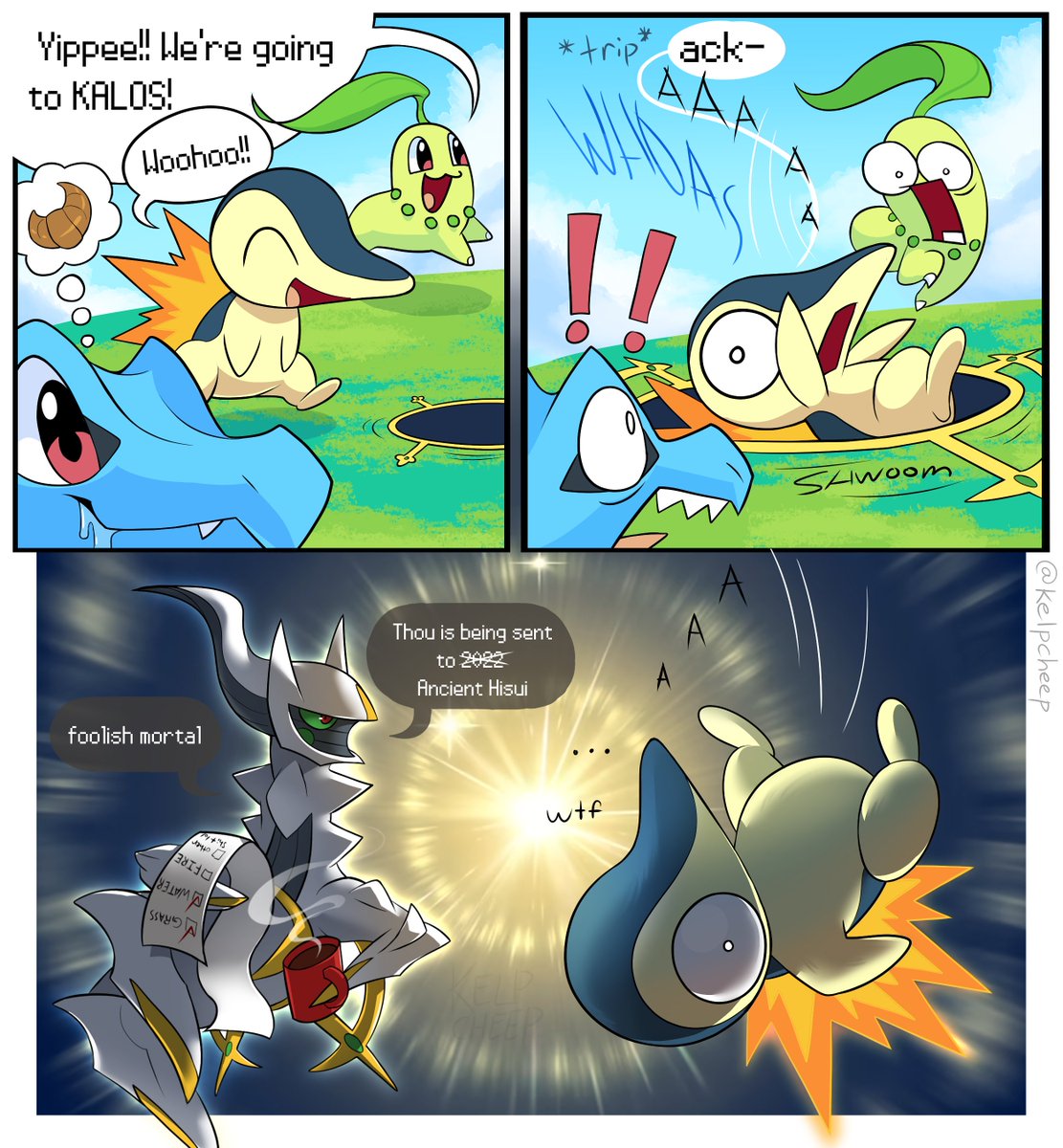 kelpcheep's tweet image. cyndaquil&apos;s trip through time