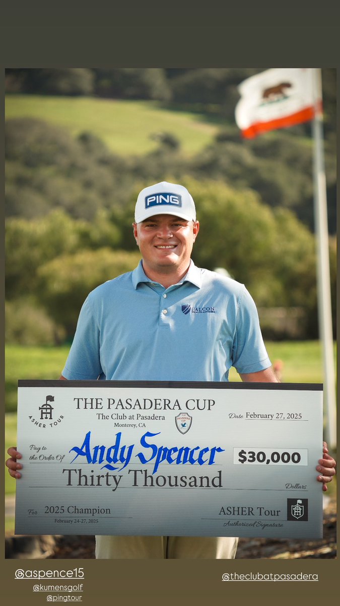 Andy Spencer wins by 3 in Monterey. 
PASADERA CUP 🏆
66-63-64-69  (-18)
<a href="/KUMensGolf/">Kansas Men's Golf</a>