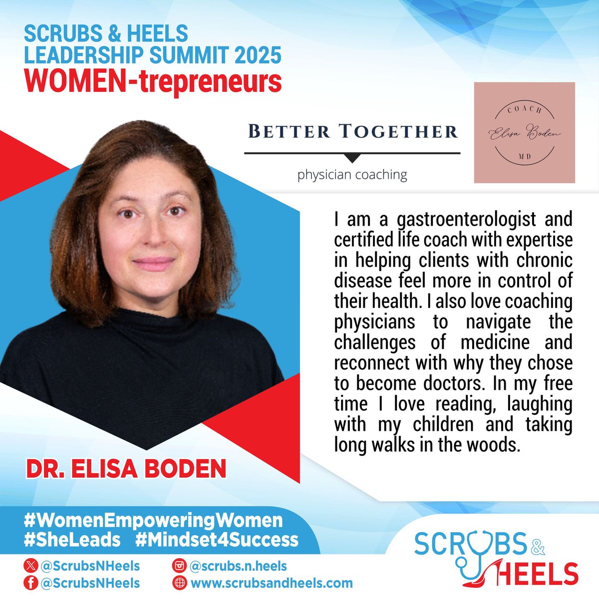 We are excited to highlight Dr. Elisa Boden who is both a gastroenterologist and health and life coach for physicians and women with chronic diseases✨

Thank you for your important work and inspiration. 👏

#womentrepreneur #gastropreneur #ibdcare #mindset4success