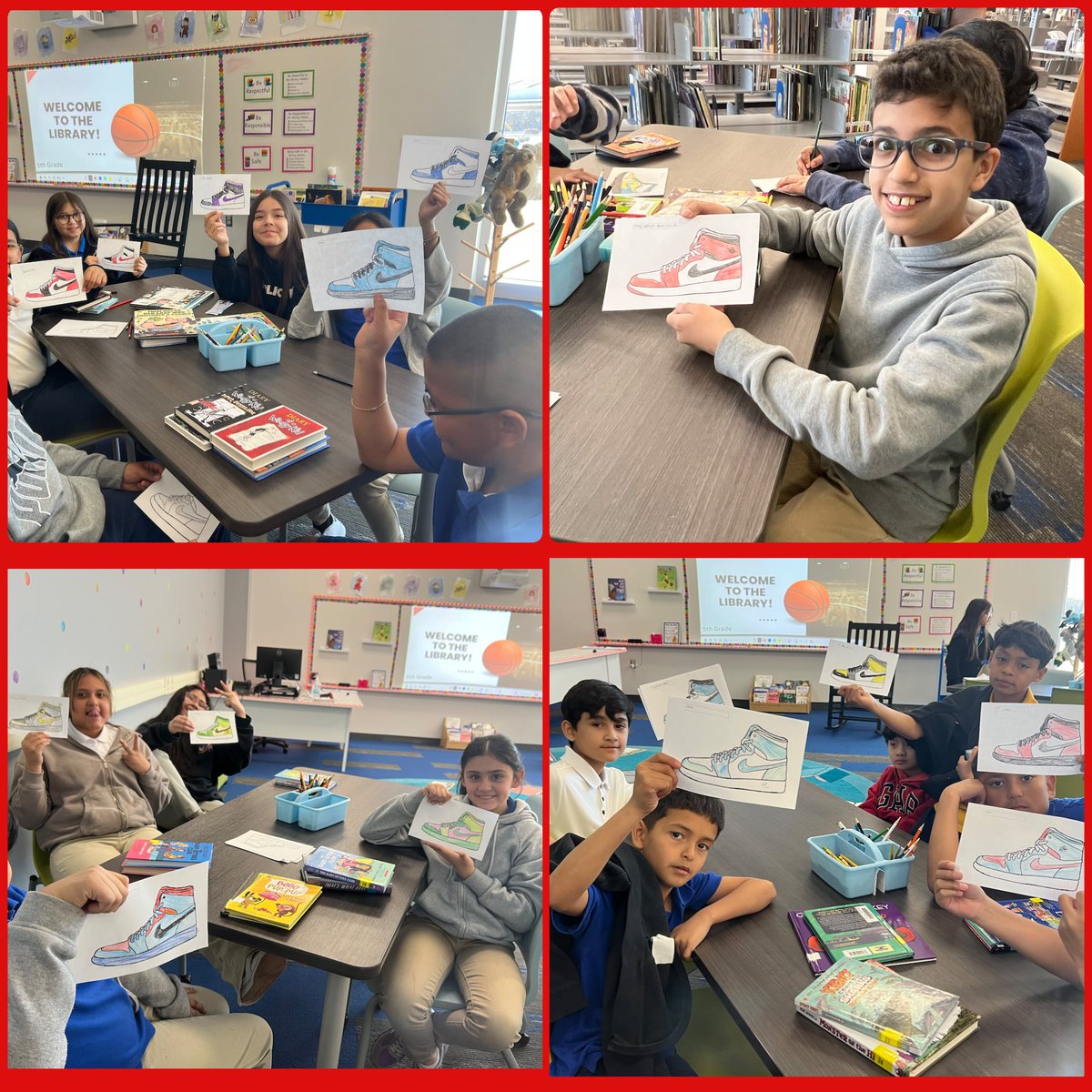 RSeelig_BNES's tweet image. Library slam dunk! 🏀✨ This week 5th graders dove into the legend of the G.O.A.T., Michael Jordan—highlight reels, Salt in His Shoes read aloud and custom Jordan designs had us all flying high! 🐐👟#LibraryFun #BeLikeMike @BNarbuth_ES @LOHara_CBNE @MRod_CBNE @Coach_C_11_BNES