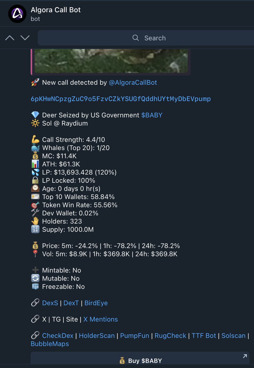 AlgoraCallBot's tweet image. Market is down, but calls are up. $Baby

$11k MC -&amp;gt; $4.5M MC = 409x thus far

Try a 7-day premium trial for free at AlgoraCallBot.com