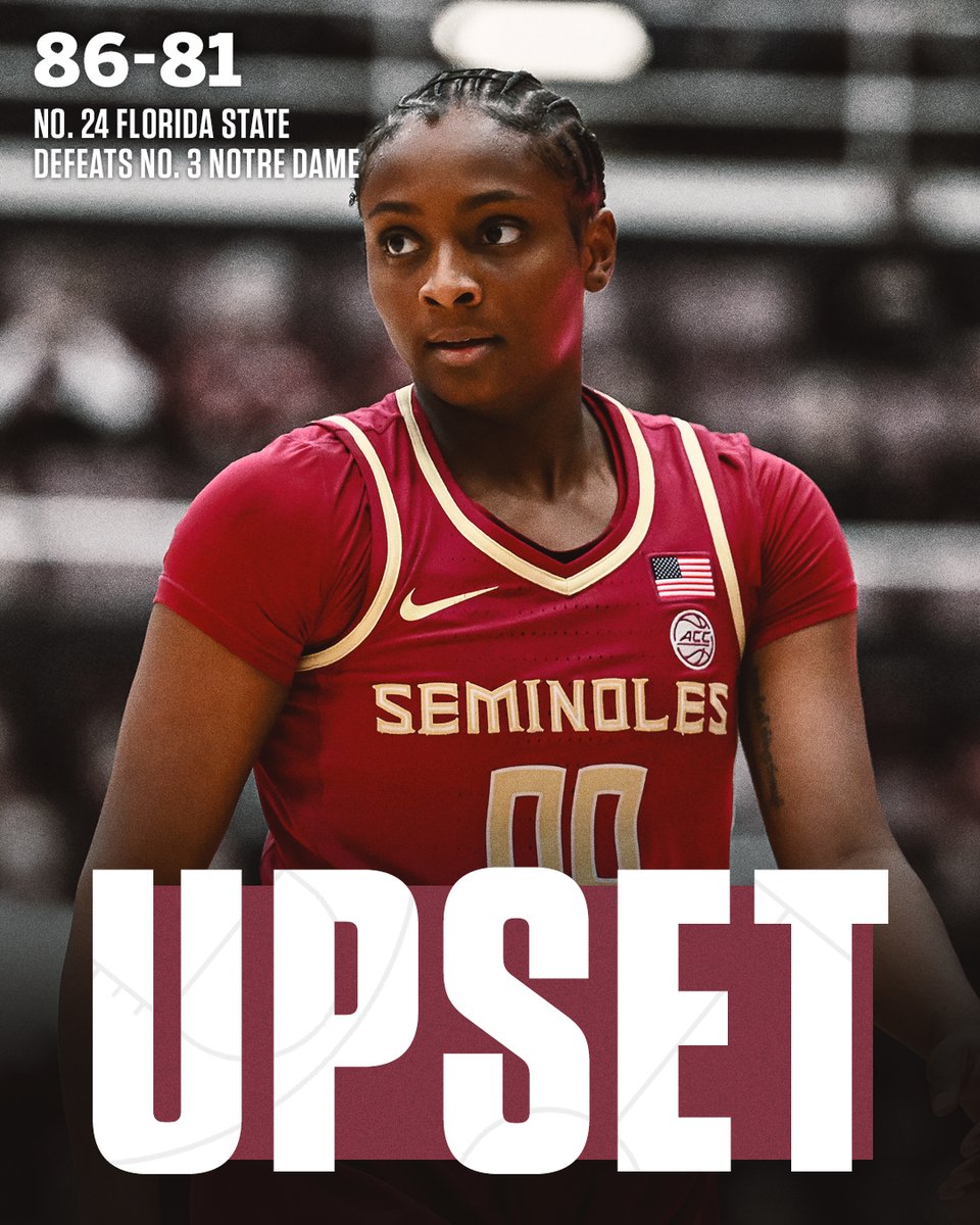 THE SEMINOLES GET IT DONE IN SOUTH BEND‼️ 

No. 24 Florida State battled back from a 15-point deficit to defeat No. 3 Notre Dame on the road 😤