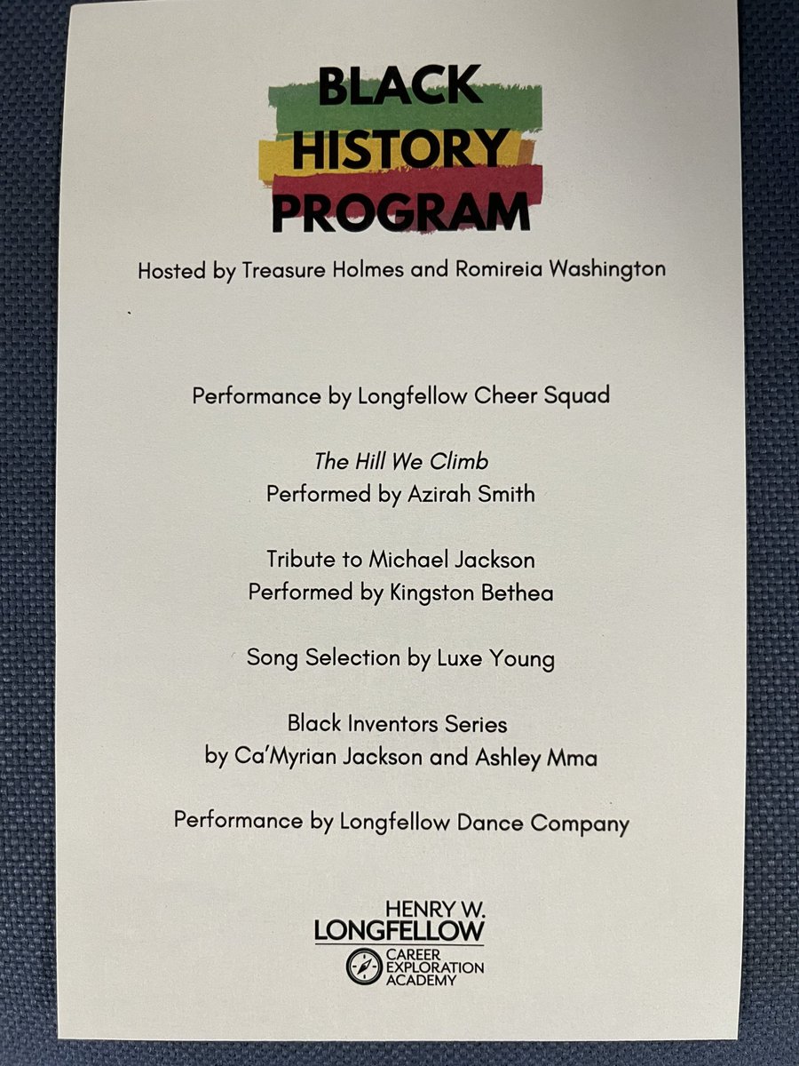 Great Black History Month program at Longfellow! Our students are talented!