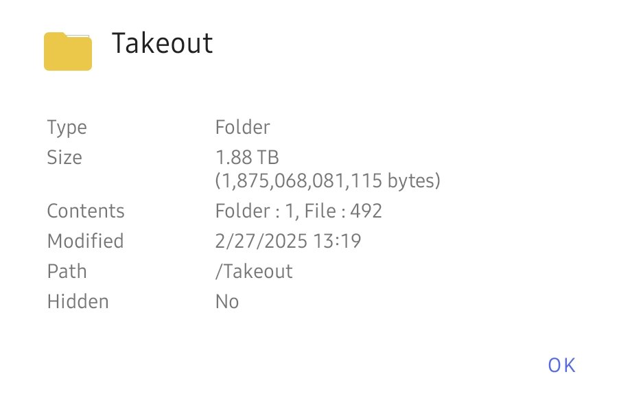 ph13t0n's tweet image. Körde ett utdrag med Google Takeout, 71 produkter. Tog ett par timmar så kom resultatet, 1.88 TB av data, 419 zippade filer - Google knows  stuff. #Google #data #googletakeout