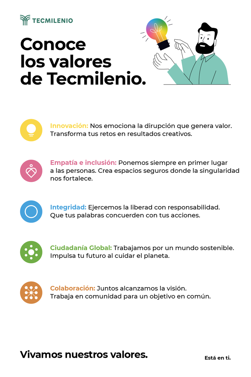 Tecmilenio (@tecmilenio) on Twitter photo Nuestros valores nos definen, nos impulsan y nos unen. 🌎💚 Innovamos, colaboramos e inspiramos el cambio con cada paso que damos. ¿Cómo vives tú estos valores en tu día a día? 🌟 #VivamosNuestrosValores Nuestros valores nos definen, nos impulsan y nos unen. 🌎💚 Innovamos, colaboramos e inspiramos el cambio con cada paso que damos. ¿Cómo vives tú estos valores en tu día a día? 🌟 #VivamosNuestrosValores