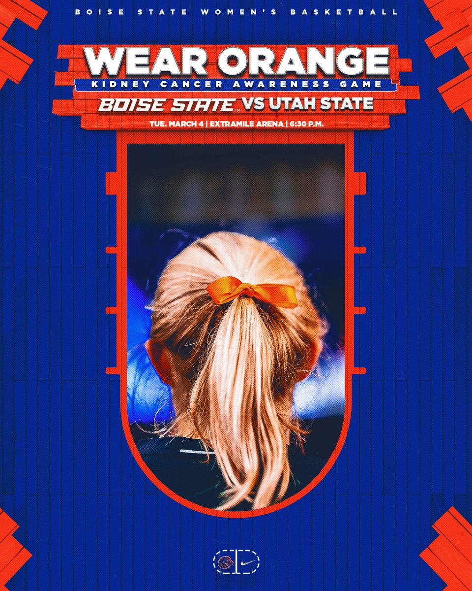 𝐊𝐢𝐝𝐧𝐞𝐲 𝐂𝐚𝐧𝐜𝐞𝐫 𝐀𝐰𝐚𝐫𝐞𝐧𝐞𝐬𝐬 𝐆𝐚𝐦𝐞 🧡

As a way to honor all of those who have been impacted kidney cancer, we're encouraging all of Bronco Nation to 𝙒𝙀𝘼𝙍 𝙊𝙍𝘼𝙉𝙂𝙀 for our final home game on Tuesday, March 4. 

#BleedBlue | #WhatsNext