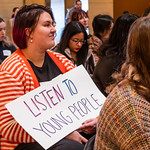 On February 17, WFM’s Young Women’s Cabinet members took over the Capitol Rotunda to share their policy agendas and changes they want to see in MN. They met with their representatives and advocated for just policies that benefit women, girls, gender-expansive people, and more.
