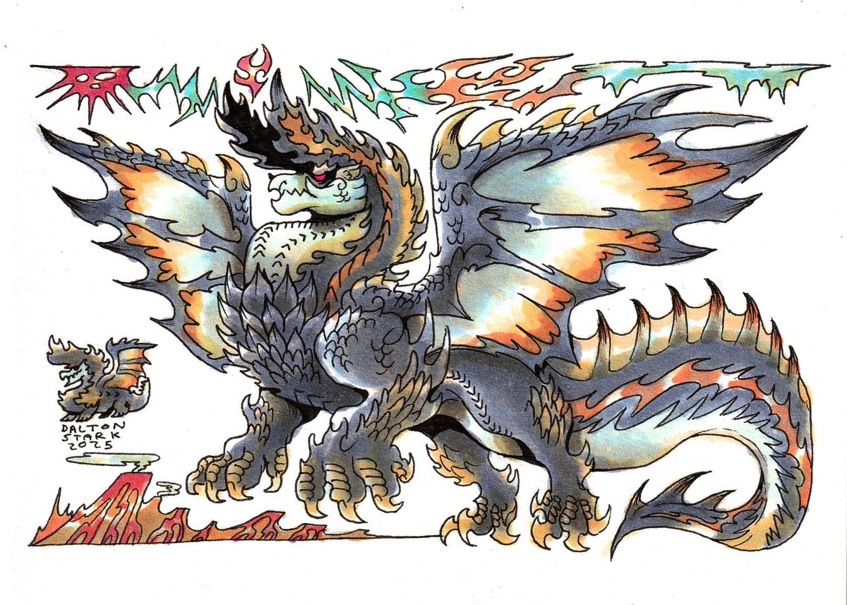 daltondoodles's tweet image. Alatreon 🐲⚡️🔥❄️  #mhwilds