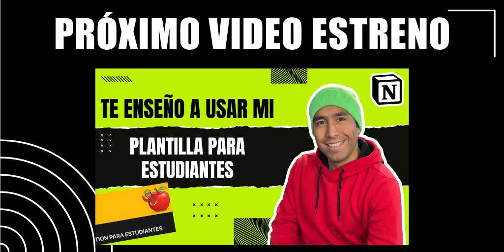 CanalMaxiHawk's tweet image. 🔥 ¡PRÓXIMO VIDEO! Tutorial plantilla Notion para estudiantes 📚
✓ Organiza tus tareas | ✓ Mejora tus notas | ✓ Optimiza tu tiempo
⏰ Estreno: 01/03/2025 10:30am → Plantilla GRATIS aquí
bit.ly/3EWS4wJ
RT para ayudar a otro estudiante 🙏 #NotionHQ #productividad