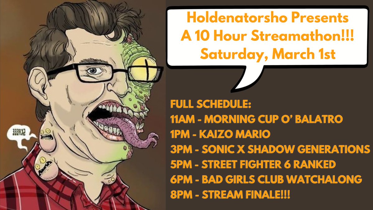 THIS SATURDAY!!! THE STREAK ENDS WITH A BIG FAT 10 HOUR STREAM!!! Join me at twitch.tv/holdenatorsho at 11AM PST for 10+ hours (because you know I'll go for more) of wet hot streamin'!!!