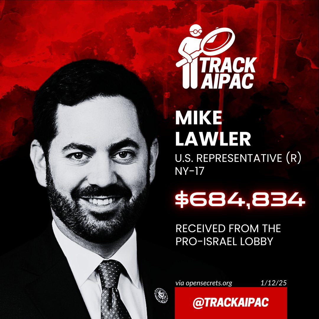 AIPAC Tracker (@trackaipac) on Twitter photo <a href="/lawler4ny/">Mike Lawler</a> Mike Lawler is an anti free speech crusader who should be expelled from Congress for serving a foreign government. He is #BribedByAIPAC to put Israel first.
x.com/lawler4ny/stat… <a href="/lawler4ny/">Mike Lawler</a> Mike Lawler is an anti free speech crusader who should be expelled from Congress for serving a foreign government. He is #BribedByAIPAC to put Israel first.
x.com/lawler4ny/stat…