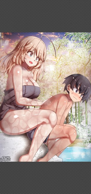 冬の山で遊んでいて体が冷えてきたため、山の中の秘湯で体を温める宇宙人ちゃんと町の少年♨️。子供にはまだ熱すぎるのでしょうか🤭

Alien Girl and a village boy are warming their bodies in a hot spring in the mountains in winter :) 