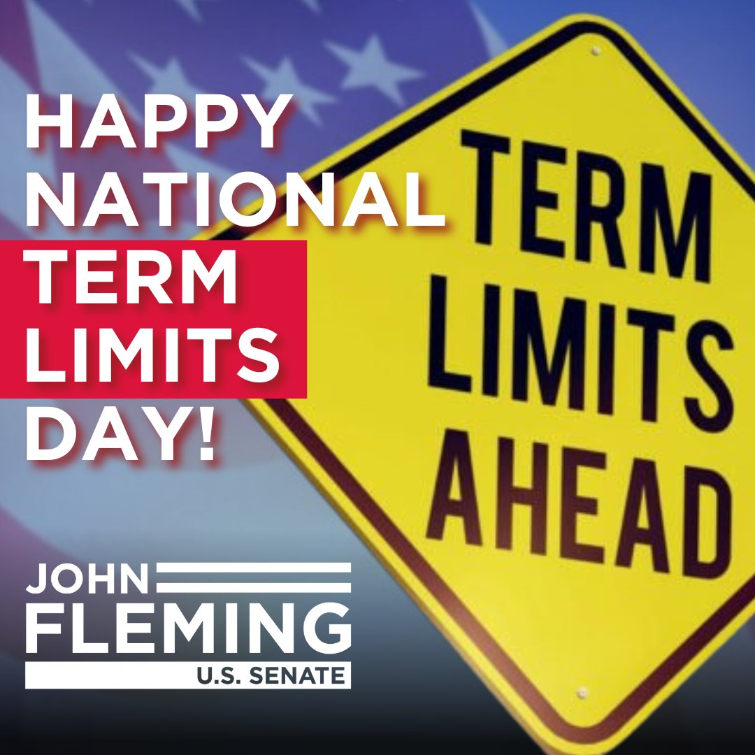 fleming4senate's tweet image. Happy National #TermLimitsDay!

Service in Washington D.C. should be a duty, not a career. It's clear that career politicians have failed us, so it’s time we send them home.

Join me in this fight:
Flemingsenatecampaign.com
