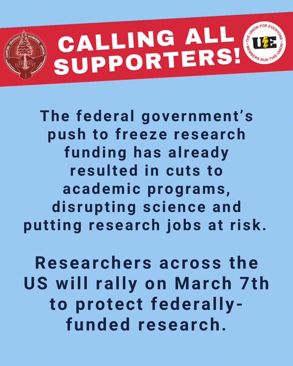 StanfordGWU's tweet photo. STAND UP FOR SCIENCE on March 7! 📣 We’re calling on all Stanford supporters to attend the #standupforscience rallies in Sacramento and SF!
Carpooling available for Stanford affiliates at https://t.co/FBgxJq1NFT
#stanfordgwu #standupforsciencesf #standupforsciencesacramento https://t.co/eXKSFsC5rq