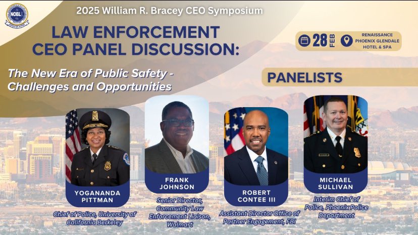 Looking forward to participate in a lively panel discussion tomorrow morning on the evolving landscape of public safety and community trust. Part of <a href="/noblenatl/">NOBLE National Headquarters</a> #NOBLE’s #CEOSymposium