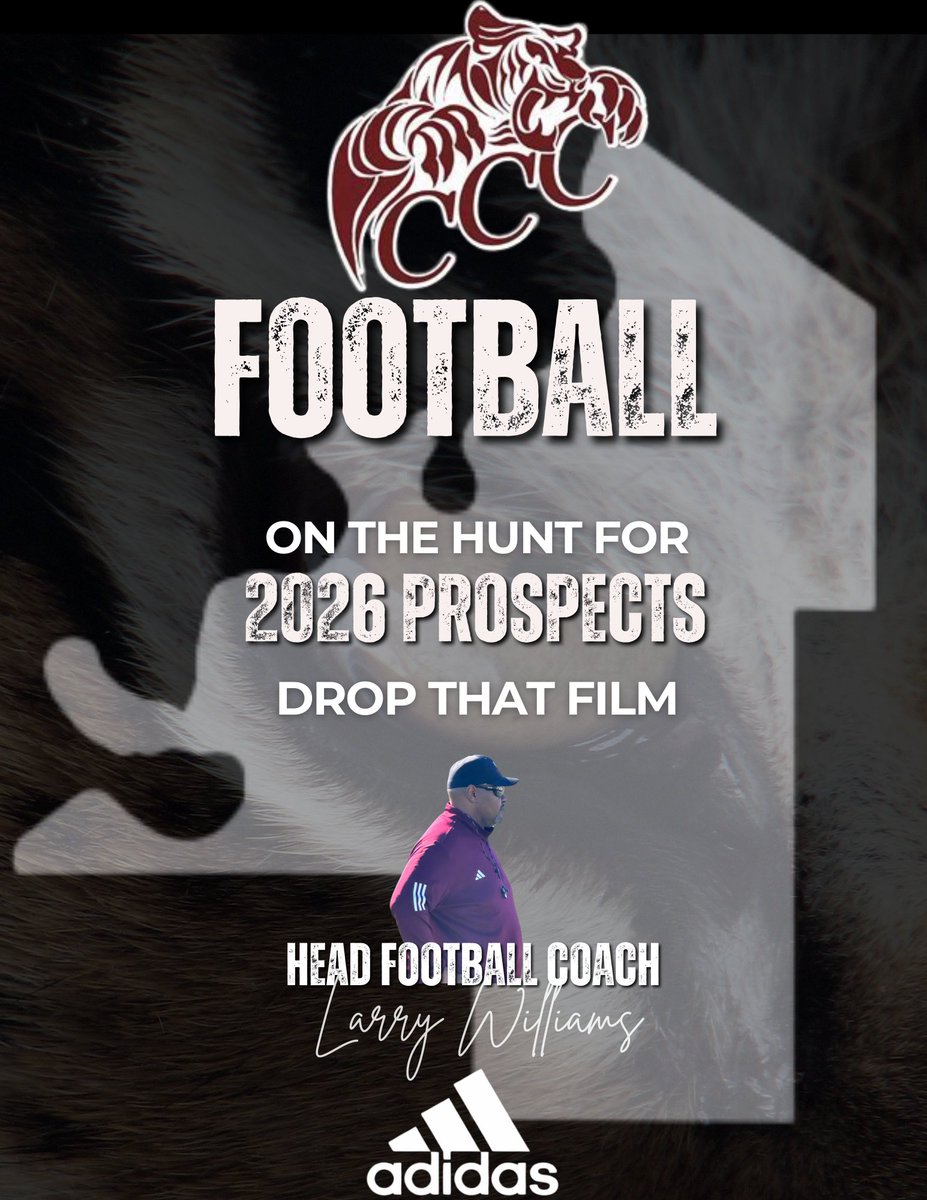 Larry Williams Head Football Coach Coahoma CC (@oc7888) on Twitter photo Class of 2026: Drop your film and information below ⬇️ Our staff will begin evaluating tonight! 
Go Tigers 🐅 Class of 2026: Drop your film and information below ⬇️ Our staff will begin evaluating tonight! 
Go Tigers 🐅