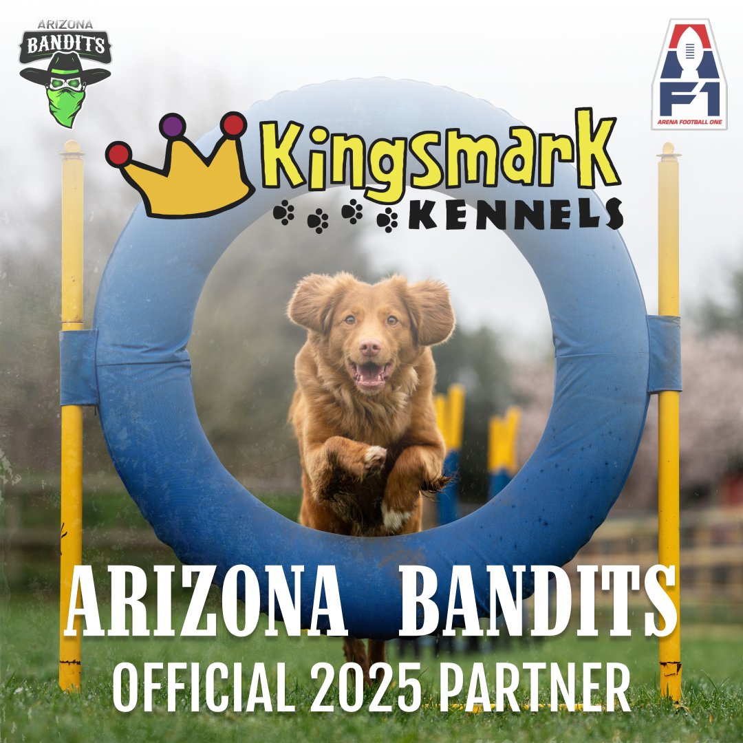 Exciting news, Bandits fans! 🏈🐾 We’re proud to team up with Kingsmark Kennels, Northern Arizona’s top pet resort, for the 2025 season! Luxury care for your pets, championship grit on the field. Let’s win together! 🏆🐶 #ArizonaBandits #BanditBall #AF1 #KingsmarkKennels
