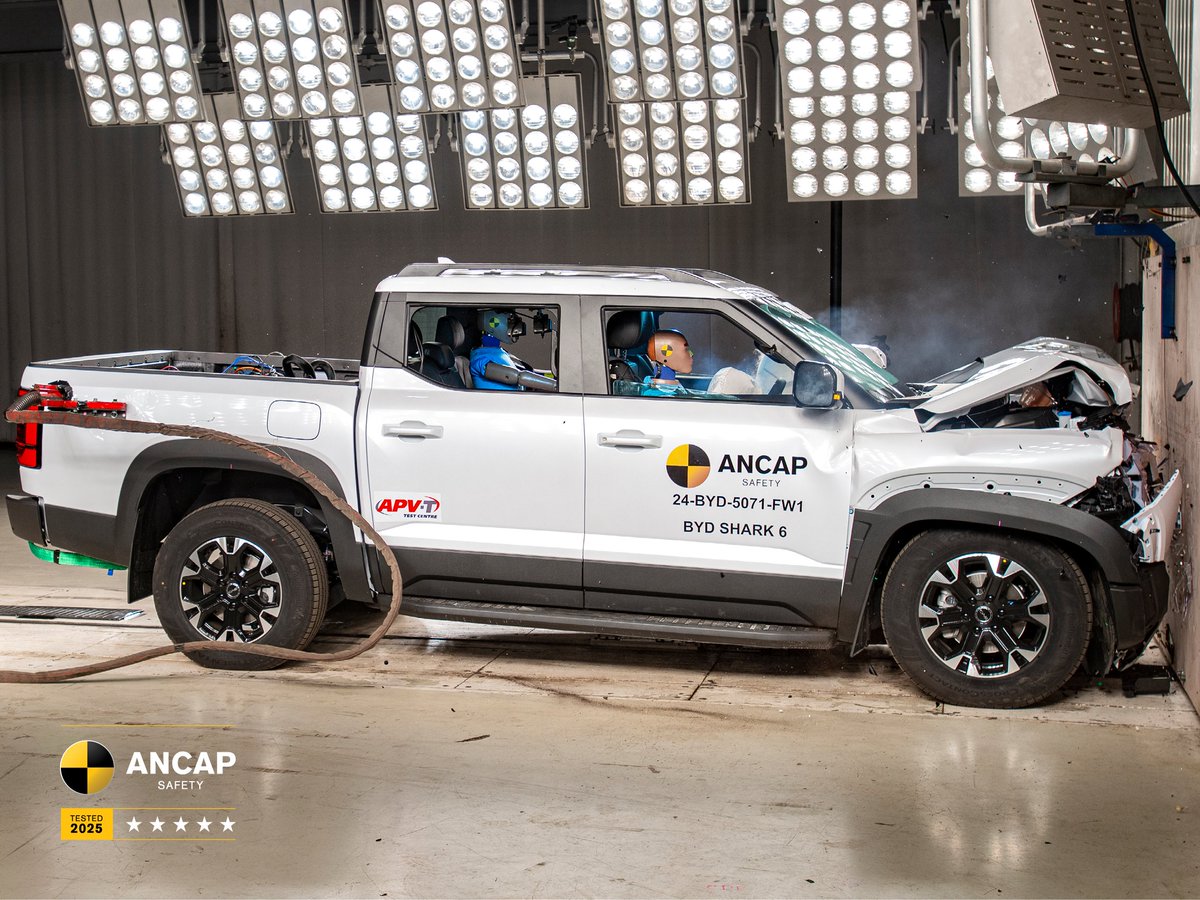 sydney_ev's tweet image. BYD Shark PHEV #ute, wins 5 stars safety rating not bad for as many comments claim "chinese crap" 
FRIDAY, 28 FEBRUARY 2025: BYD’s latest model, the SHARK 6, is the first plug-in hybrid electric ute (PHEV) to undergo local ANCAP testing. It has achieved a five-star ANCAP safety