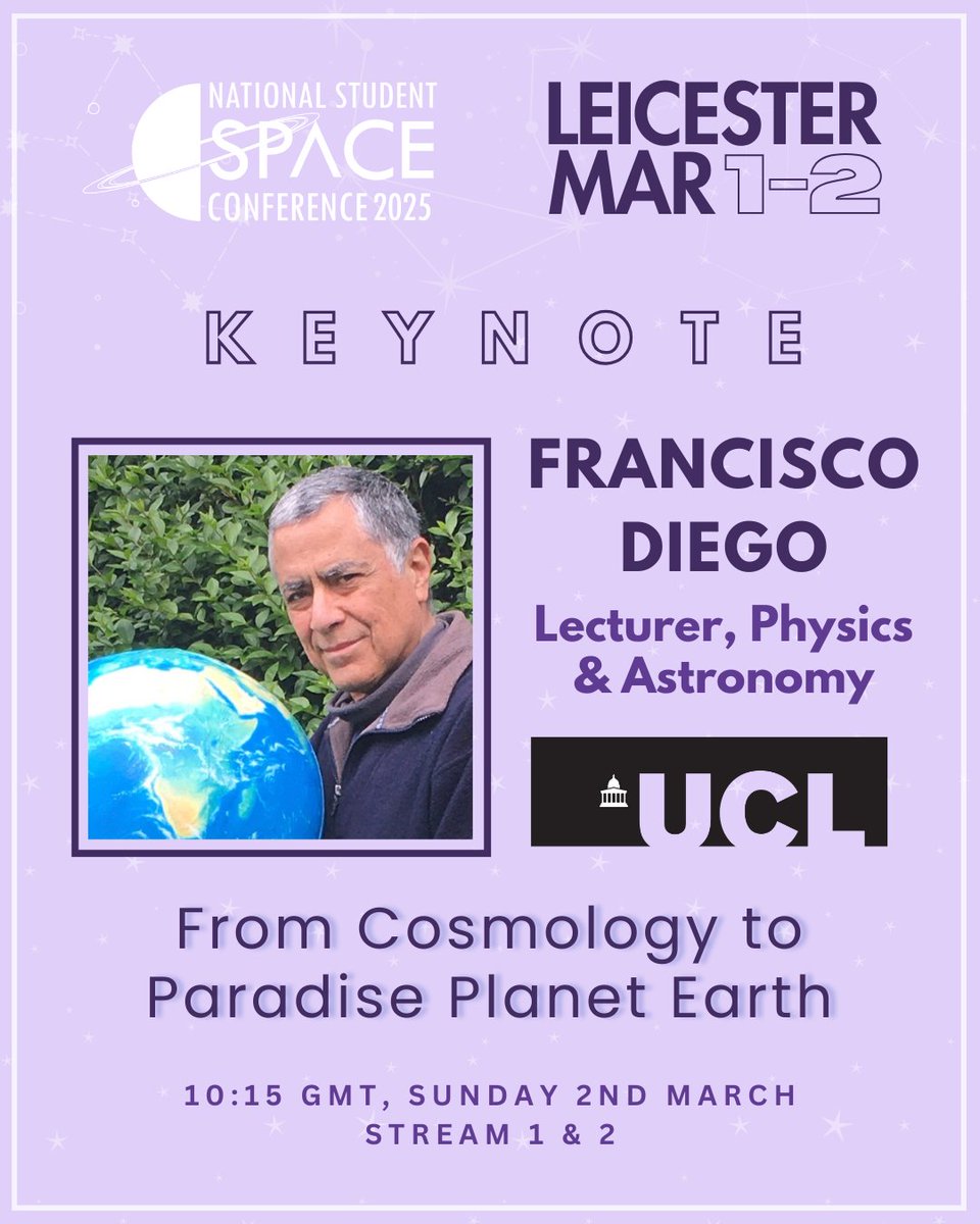 We're so excited to announce Dr Francisco Diego as a keynote speaker at NSSC 2025! 🚀

#NSSC2025 #UKSEDS #SpaceBeyondSTEM