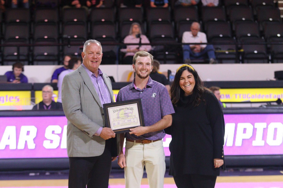 TTUGolf's tweet photo. Congratulations to Drew Bolton for bringing named tonight’s Scholar Athlete of the Game! 

#WingsUp https://t.co/qNtU8LIWz5