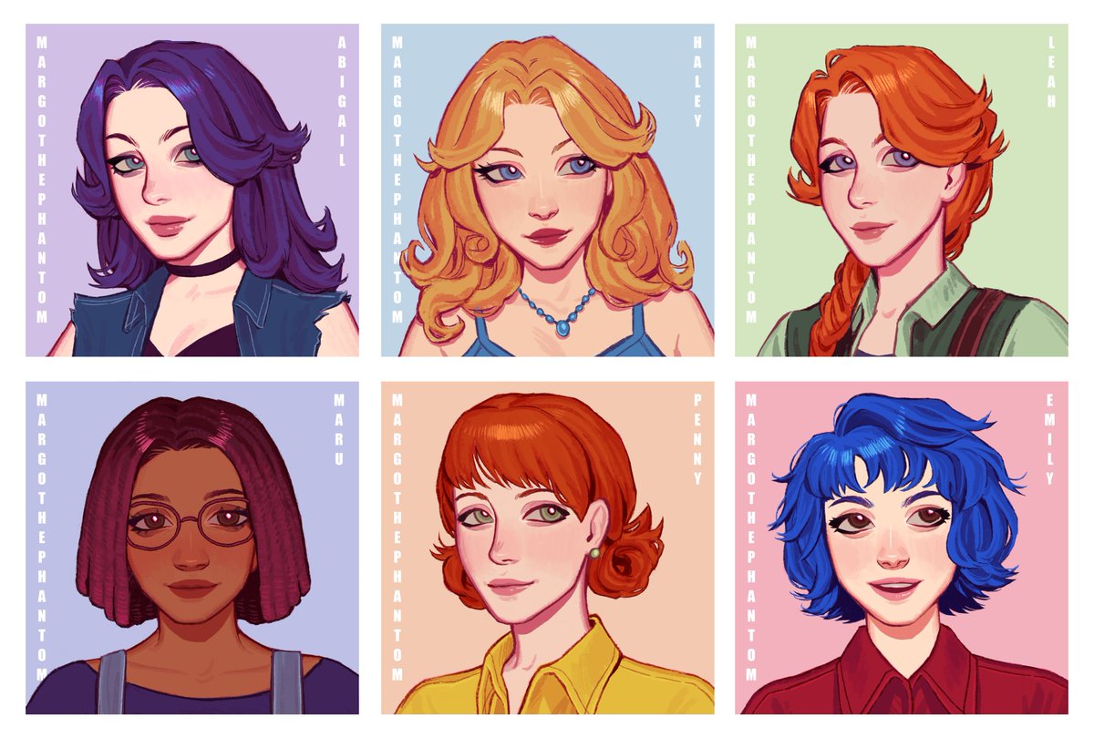 margothephantom's tweet photo. las girlies de stardew valley 🌺✨ tal vez después dibuje a los muchachos :p

#stardewvalley #bachelorettes #fanart https://t.co/cOv8IRSrAC