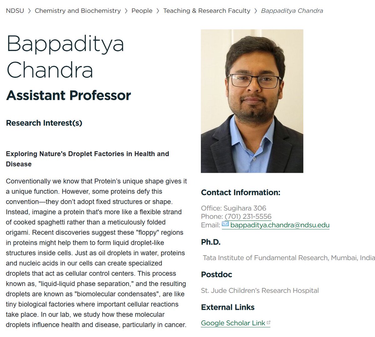 I am happy to share that I have joined North Dakota State University as an Assistant Professor in the Department of Chemistry and Biochemistry.

ndsu.edu/chemistry/peop…