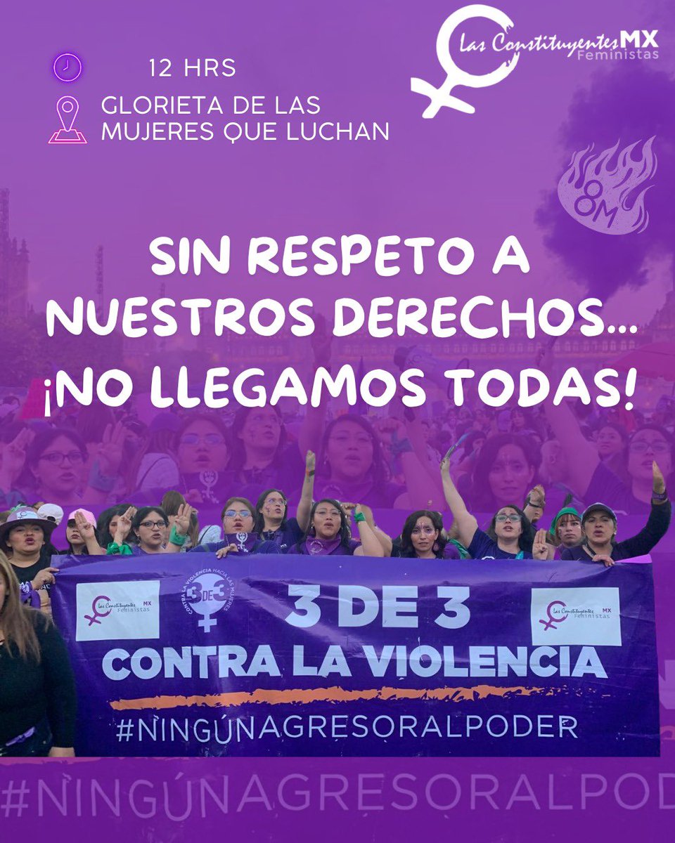 LasConstiMX's tweet photo. Te invitamos a unirte a nuestro contingente Exigimos el respeto  a nuestros derechos, la aplicación real de la #3de3VsViolencia, alto a la persecución de activistas y a las políticas regulacionistas que avalaba el uso y abuso de nuestros cuerpos ¡No a los vientres de alquiler! https://t.co/UTiCPSRWX2