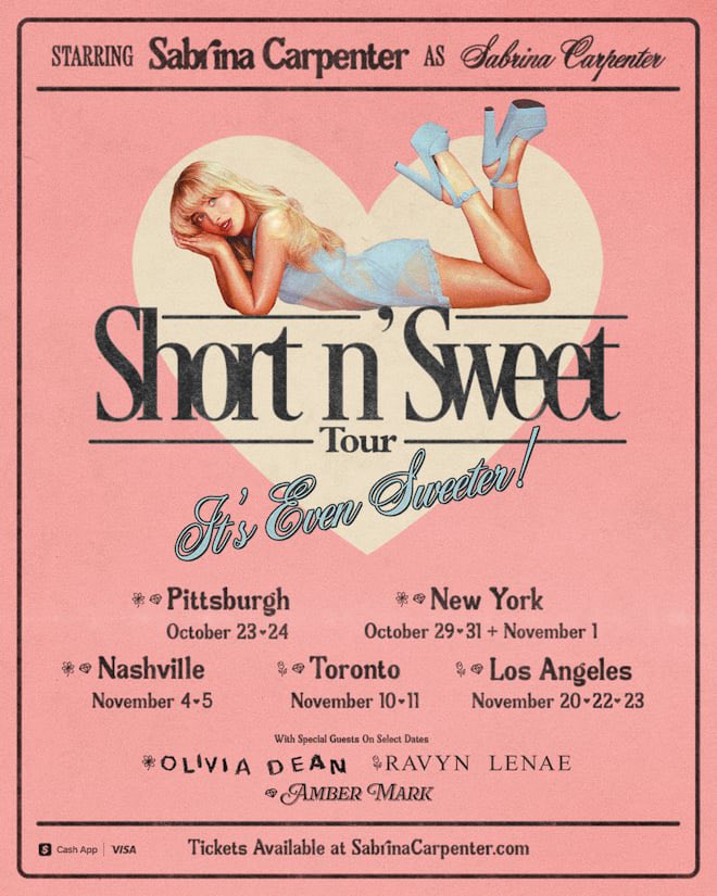 サブリナ・カーペンター が「Short n' Sweet Tour」 の北米公演を2025