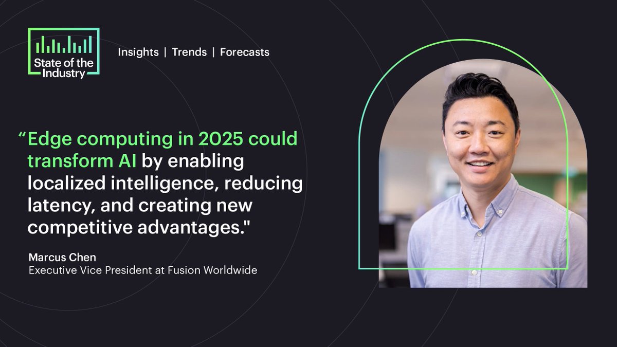 FusionFirst's tweet image. 🌐 Edge computing is set to transform AI in 2025. By reducing latency &amp;amp; enabling localized intelligence, it’s unlocking new efficiencies. Learn more from Marcus Chen in the latest State of the Industry Report &amp;gt;&amp;gt;&amp;gt; hubs.la/Q038H9SP0

#AI #EdgeComputing #FusionInsights