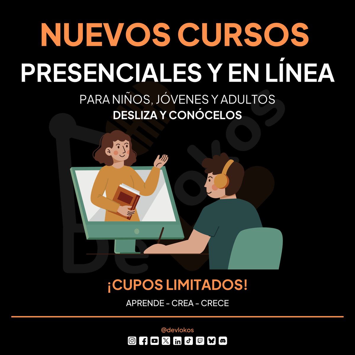 DevLokos's tweet image. ¡Da el primer paso en la programación! 🚀 En DevLokos Academy tenemos dos cursos: JavaScript (presencial) y Scratch (online para niños). ¡Escríbenos y obtén más info! 💻🎮

#ProgramaciónParaTodos #DevLokosAcademy