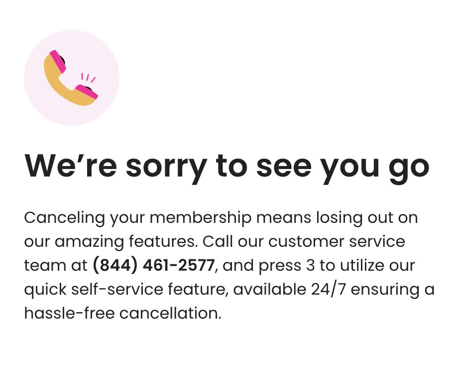 the plan? build a company with 100% retention by
&gt; tricking customers into subscribing
&gt; only allowing them to cancel if they call
&gt; forcing them to wait on hold (pretend that pressing 3 does something, but between us, we know it doesn't)
&gt; having a company representative preach