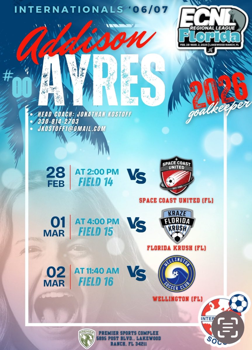Addison Ayres GK 2026 (@ayres_addison) on Twitter photo Gameday tomorrow!!‼️ FIRST HALF PLAY‼️(for Friday game) Lets go!! <a href="/ECNLgirls/">ECNL Girls</a> <a href="/ECNLOhioValley/">ECNL Ohio Valley Conference</a> <a href="/ImYouthSoccer/">ECNL/GA/Recruiting/College Soccer</a> <a href="/ImCollegeSoccer/">College Soccer Truth ™</a> <a href="/ISCgirls/">ISCgirls</a> <a href="/MoeRosensteel/">Kaitlyn Moe Rosensteel Scholarship Foundation</a> <a href="/TopDrawerSoccer/">TopDrawerSoccer</a> <a href="/FRGirlsSoccer1/">2025 Franklin Regional HS Girls Soccer</a> <a href="/AlleghenyWSoc/">Allegheny College Women's Soccer</a> <a href="/ArmyWP_WSoccer/">Army Women's Soccer</a> <a href="/LipscombWSOC/">LipscombWSOC</a> <a href="/FGCU_WSoccer/">FGCU Women's Soccer</a> Gameday tomorrow!!‼️ FIRST HALF PLAY‼️(for Friday game) Lets go!! <a href="/ECNLgirls/">ECNL Girls</a> <a href="/ECNLOhioValley/">ECNL Ohio Valley Conference</a> <a href="/ImYouthSoccer/">ECNL/GA/Recruiting/College Soccer</a> <a href="/ImCollegeSoccer/">College Soccer Truth ™</a> <a href="/ISCgirls/">ISCgirls</a> <a href="/MoeRosensteel/">Kaitlyn Moe Rosensteel Scholarship Foundation</a> <a href="/TopDrawerSoccer/">TopDrawerSoccer</a> <a href="/FRGirlsSoccer1/">2025 Franklin Regional HS Girls Soccer</a> <a href="/AlleghenyWSoc/">Allegheny College Women's Soccer</a> <a href="/ArmyWP_WSoccer/">Army Women's Soccer</a> <a href="/LipscombWSOC/">LipscombWSOC</a> <a href="/FGCU_WSoccer/">FGCU Women's Soccer</a>
