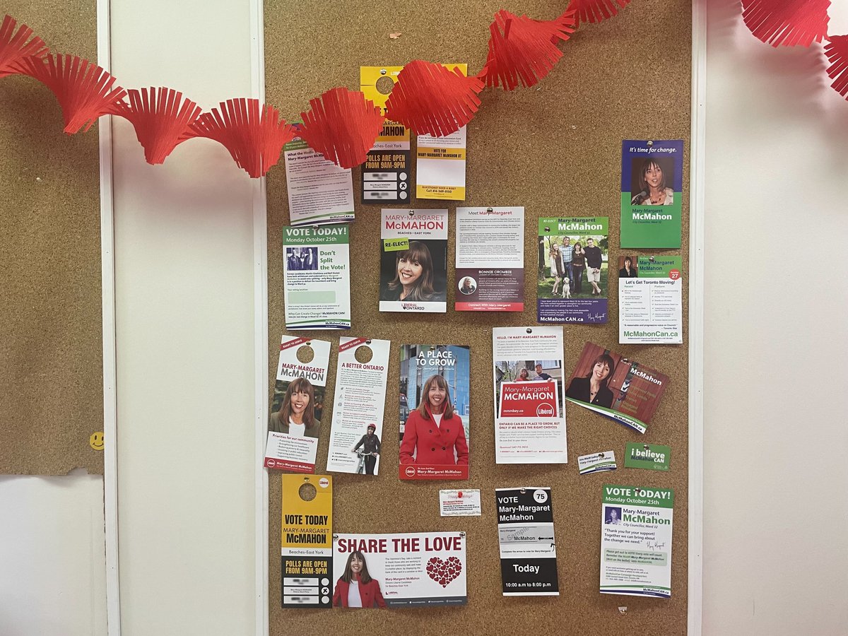 TorontoObserver's tweet image. Scenes from Beaches—East York Liberal candidate Mary Margaret McMahon’s headquarters. They are ready for tonight’s #Ontarioelection watch party. Photo by Marqus Downey, Toronto Observer.
#BeachesEastYork   #BEY  #onpoli   #OntarioVotes2025