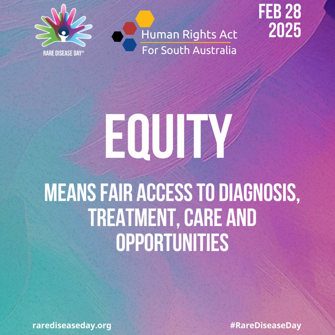 Human Rights Act for SA (@hra4sa) on Twitter photo On #RareDiseaseDay2025 we call for a #HumanRightsAct4SA
South Aussies with #RareDisease deserve a framework that places equity in social opportunities & access to healthcare without discrimination at the heart of govt decisions
<a href="/SACOSS/">South Australian Council of Social Service</a> <a href="/AusLawyersHR/">Aus Law Human Rights</a> <a href="/rightsnetworksa/">rightsnetworksa</a> On #RareDiseaseDay2025 we call for a #HumanRightsAct4SA
South Aussies with #RareDisease deserve a framework that places equity in social opportunities & access to healthcare without discrimination at the heart of govt decisions
<a href="/SACOSS/">South Australian Council of Social Service</a> <a href="/AusLawyersHR/">Aus Law Human Rights</a> <a href="/rightsnetworksa/">rightsnetworksa</a>