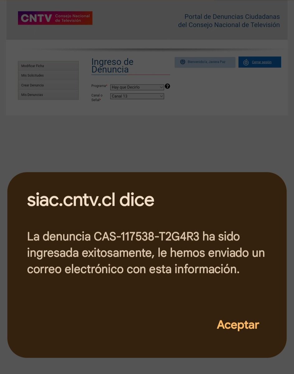 Javiera90595206's tweet image. Lista con mi deber civico💜✨️
Lista con mi denuncia hacia los matones de HAY QUE DECIRLO, de canal 13, hoy incitaron al bullying y al odio contra emilia dides, PATETICOS

#HayQueDecirlo13 
#EmiliaDides 
#FaloonLarraguibel 
#pameladiaz