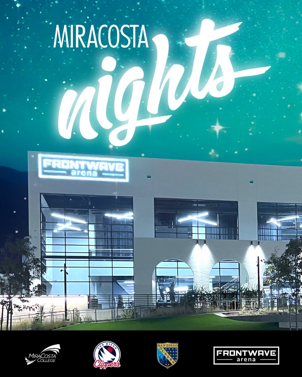 We're taking over Frontwave Arena for the first-ever MiraCosta Nights!

🔥 Exclusive discounted tickets
🔥 One-of-a-kind fan experiences
🔥 Limited-edition co-branded swag

Be there as we make history and rep MiraCosta at two action-packed games:

⚽ SD Sockers vs. Empire