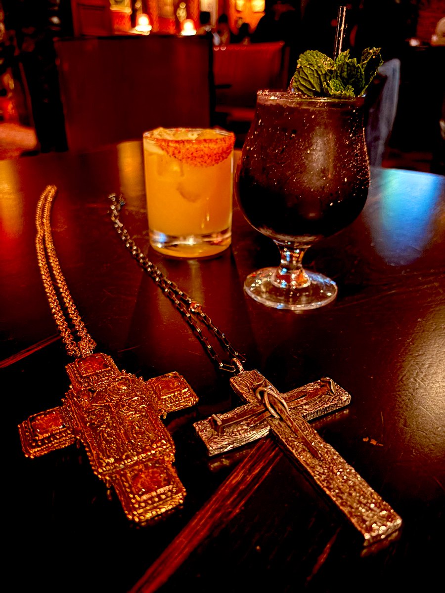 And sometimes Pope Crave journalism is brokering jewelry deals and learning about Lawrence’s initial cross design lore at THE Korean fried chicken bar slash Mad Men filming location in LA.