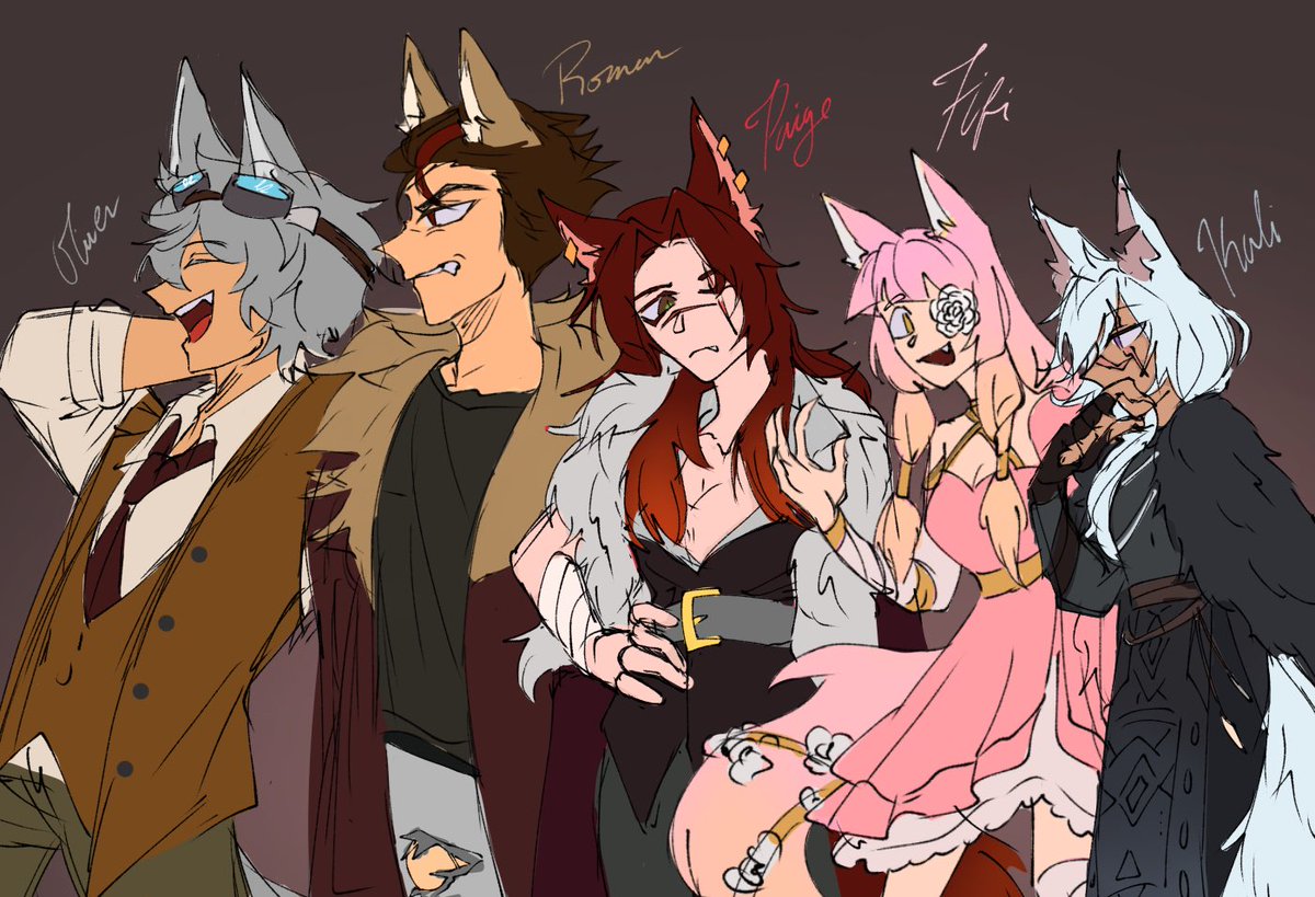 The wolfkins!! (i forgot to post this 😭) 

Oliver Gray - DriftDweeb
Roman Atticus - Oveq
Paige Grant Willowbeak - DivineLeonie
Fiori Zara (Fifi) - Lizzaylia 
Kali Zepher - AliezDeviBoi

#princessSMPS2