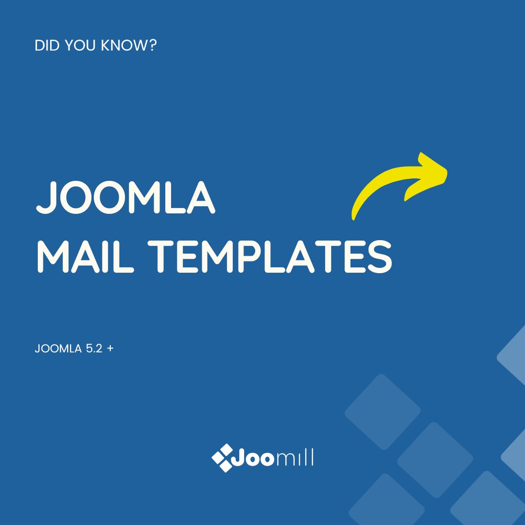 Joomill's tweet image. 🚀 New in Joomla: Mail Templates! 📧
Easily activate and customize email layouts! 
Add your logo, tweak colors, and make emails look pro.

Find it under System &amp;gt; Mail Templates &amp;gt; Options 🎨

#Joomla52 #MailTemplates #JoomlaTips