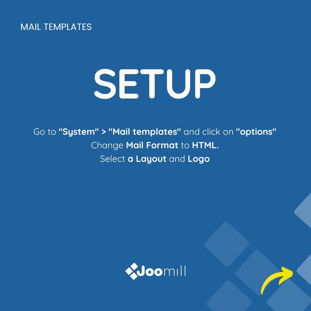 Joomill's tweet image. 🚀 New in Joomla: Mail Templates! 📧
Easily activate and customize email layouts! 
Add your logo, tweak colors, and make emails look pro.

Find it under System &amp;gt; Mail Templates &amp;gt; Options 🎨

#Joomla52 #MailTemplates #JoomlaTips