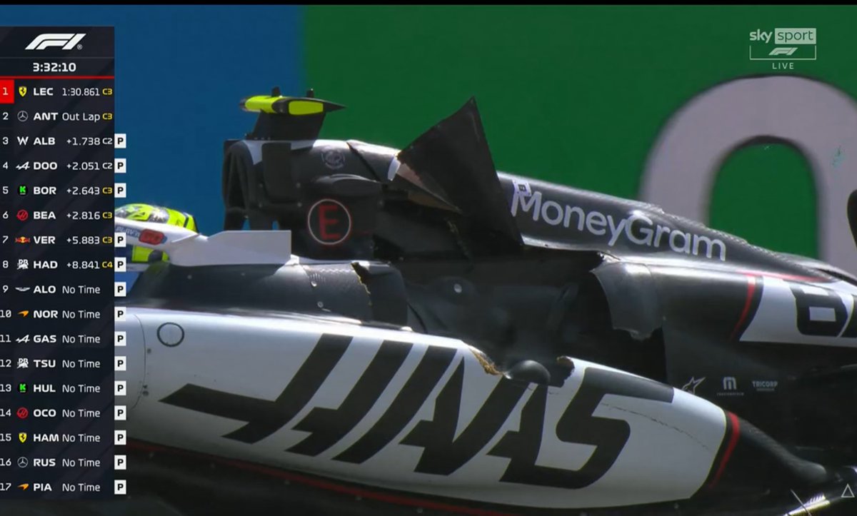 robertofunoat's tweet photo. ❌ Squarcio nell’engine cover della Haas VF-25 #F1 #Bahrain #F1Testing #Haas #EngineCover #F1News https://t.co/imEW4aYxbo