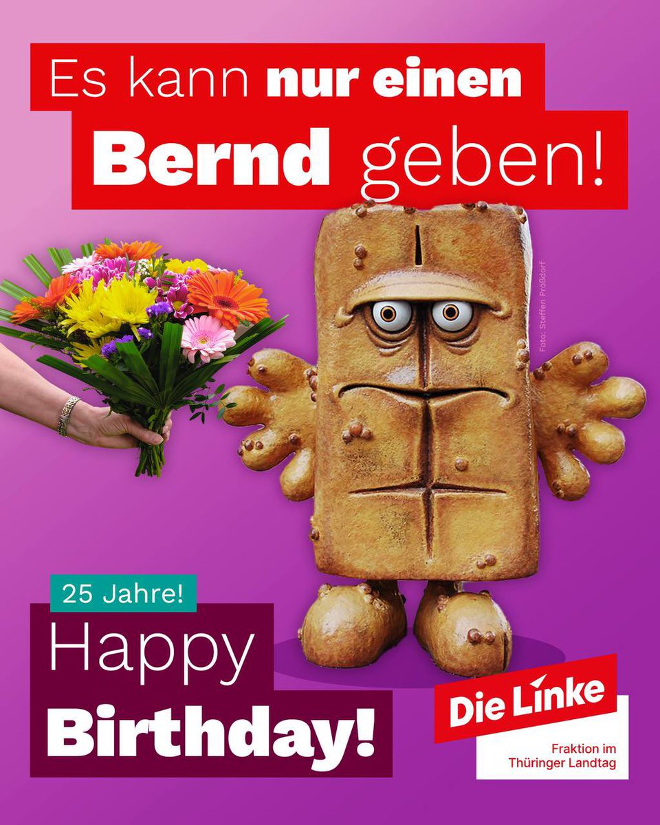 Kastenbrot statt Katastrophe! 🍞🎉 

Alles Gute zum Geburtstag, Bernd das Brot – dem einzig wahren Bernd, den Thüringen braucht! Denn mal ehrlich: Ein müder, genervter und frustrierter Bernd reicht völlig. Der andere? OberDoppelRiesenMist! 💩😤 

#BerndDasBrot #NoAfd