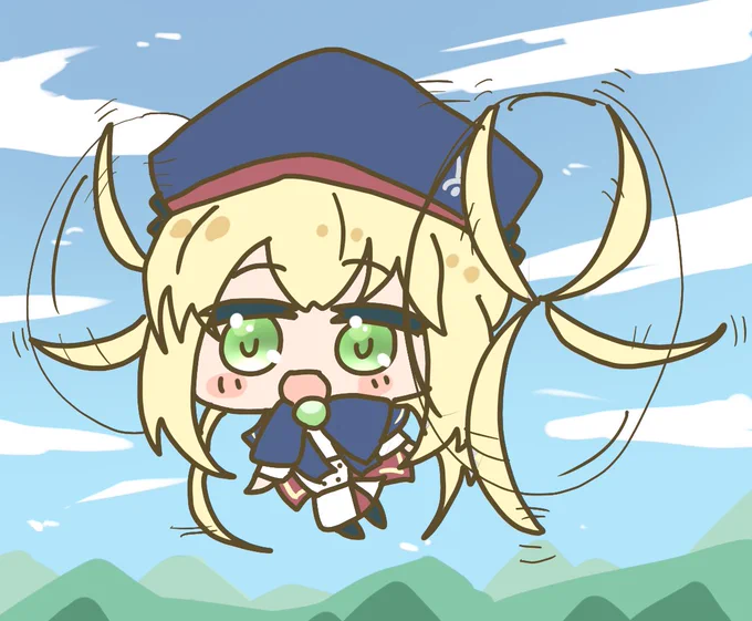 #FGO髪の毛で空を飛ぶ、きゃすとりあちゃん。 