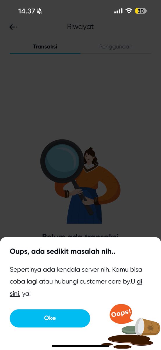 Dari jam 11 siang lho error begini 😭 udah beli kuota, saldo udah kepotong, tapi paketan ga masuk2 😩 buruan benerin nih aplikasinya <a href="/byu_id/">by.U</a> 😤😤😤