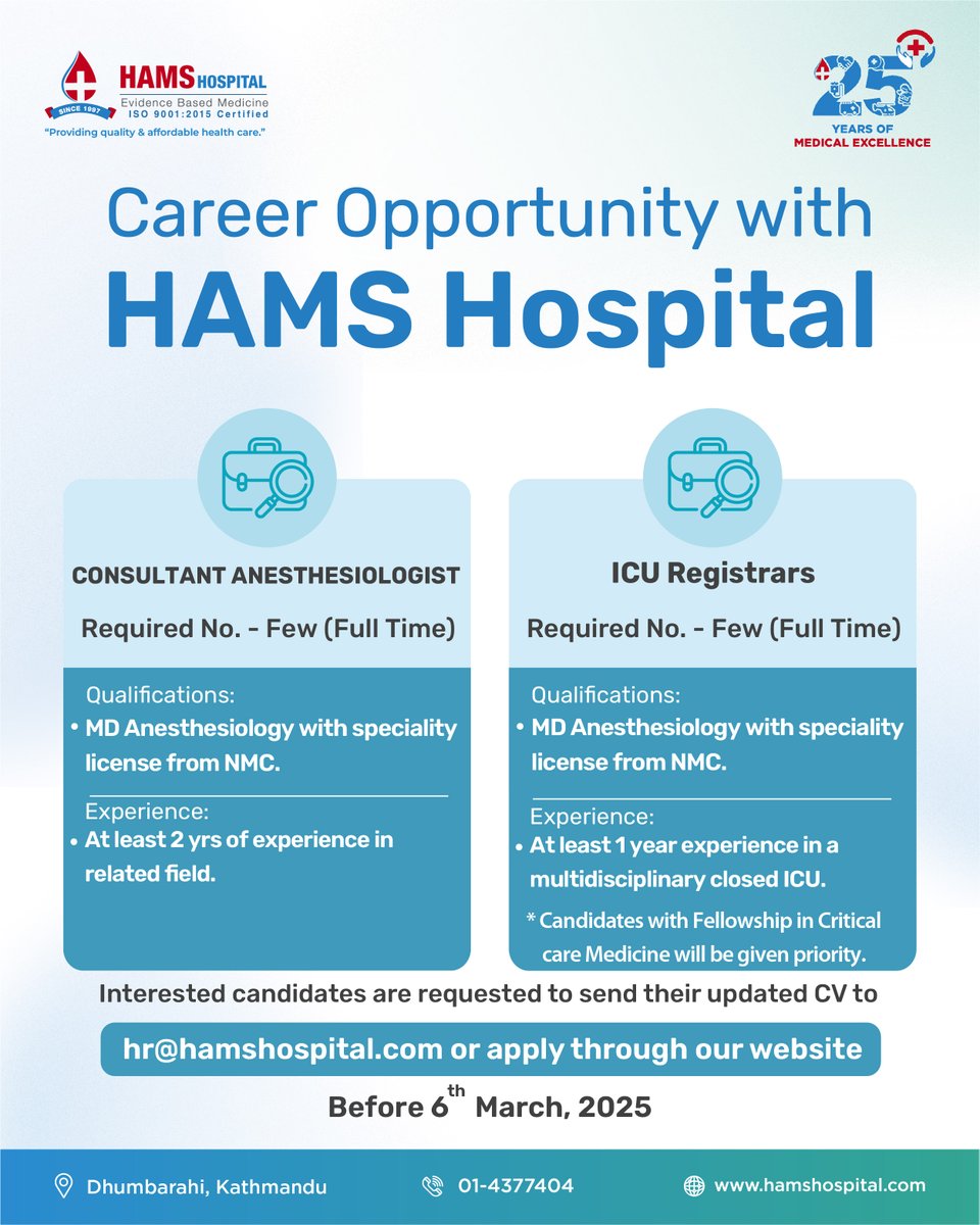 HAMS Hospital (@hamshospital) on Twitter photo "๐๐๐๐๐๐๐ ๐๐๐๐๐๐๐๐๐๐๐๐"
๐๐ฑ๐๐ข๐ญ๐ข๐ง๐ ๐๐๐ซ๐๐๐ซ ๐จ๐ฉ๐ฉ๐จ๐ซ๐ญ๐ฎ๐ง๐ข๐ญ๐ฒ ๐ฐ๐ข๐ญ๐ก ๐๐๐๐ ๐๐จ๐ฌ๐ฉ๐ข๐ญ๐๐ฅ.
#vacancy #vacancyannouncement #vacancyforjobs
#HAMSHospital #Trusted_and_Advanced
#ProvidingQualityAndAffordableHealthcare "๐๐๐๐๐๐๐ ๐๐๐๐๐๐๐๐๐๐๐๐"
๐๐ฑ๐๐ข๐ญ๐ข๐ง๐ ๐๐๐ซ๐๐๐ซ ๐จ๐ฉ๐ฉ๐จ๐ซ๐ญ๐ฎ๐ง๐ข๐ญ๐ฒ ๐ฐ๐ข๐ญ๐ก ๐๐๐๐ ๐๐จ๐ฌ๐ฉ๐ข๐ญ๐๐ฅ.
#vacancy #vacancyannouncement #vacancyforjobs
#HAMSHospital #Trusted_and_Advanced
#ProvidingQualityAndAffordableHealthcare