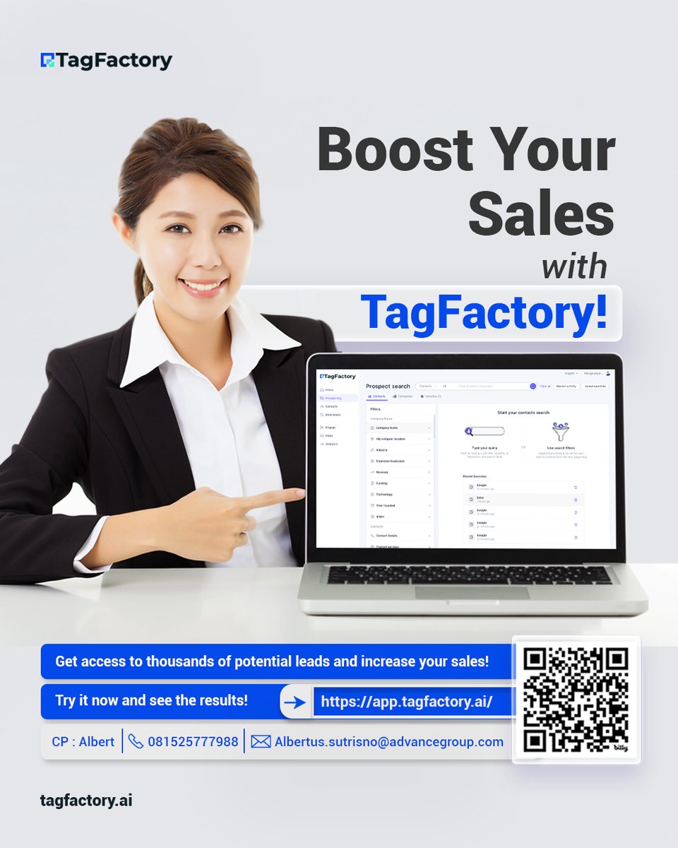 AlbertTFGinee's tweet image. Lead gen’s new MVP: Tagfactory. AI-powered, human-approved. Steal the edge today!
bit.ly/TF_AlbertusS
#Tagfactory #freedatabase #leadsgenerator #Digitalmarketing #LeadGeneration #BisnisOnline #salesleadgenerator #visibility #startup #founder #outboundsalesagent