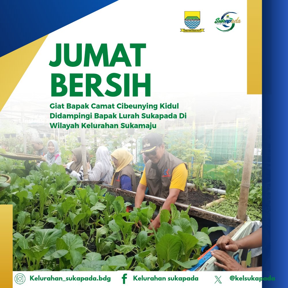 KelSukapada's tweet photo. Giat bapa camat cibeunying kidul di dampingi bapa lurah sukapada , dalam kegiatan jumat bersih di wilayah kelurahan sukamaju di tempat jl. Sukamaju lokasi lapang sukamaju rw 10 rt 04 jumat 28 februari 2025
-
@kec_cibkidul 
@humasbandung_ 
-
#keccibeunyingkidul
#kelsukapada
#jumsi https://t.co/fN6hl6D5iy