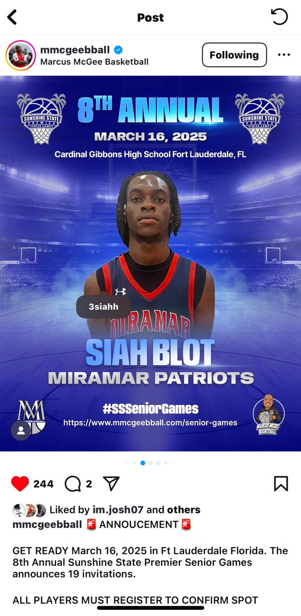 Grateful for the opportunity 🙏🏾 <a href="/MMcGeeBball/">Marcus McGee Bball</a> <a href="/miramarhshoops/">Miramar Basketball</a>