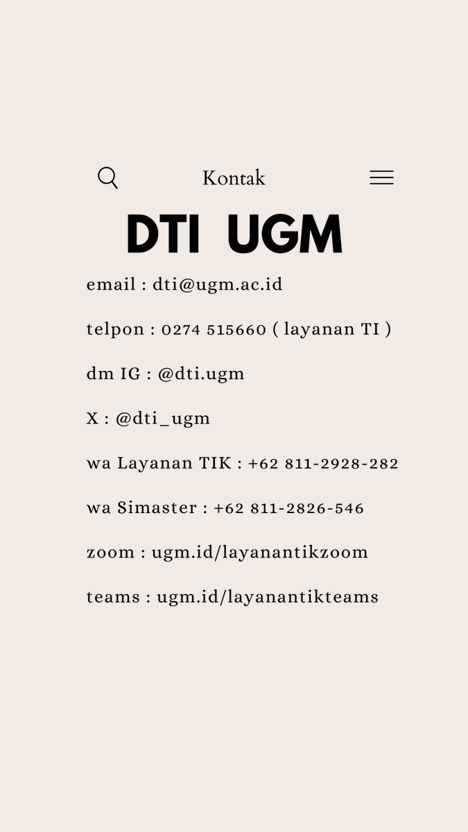 dti_ugm's tweet photo. #ugm #dtiugm #simaster #layanantikUGM
Jika mengalami kendala layanan TIK, silahkan kontak dari platform berikut : https://t.co/NL93jkpLDI